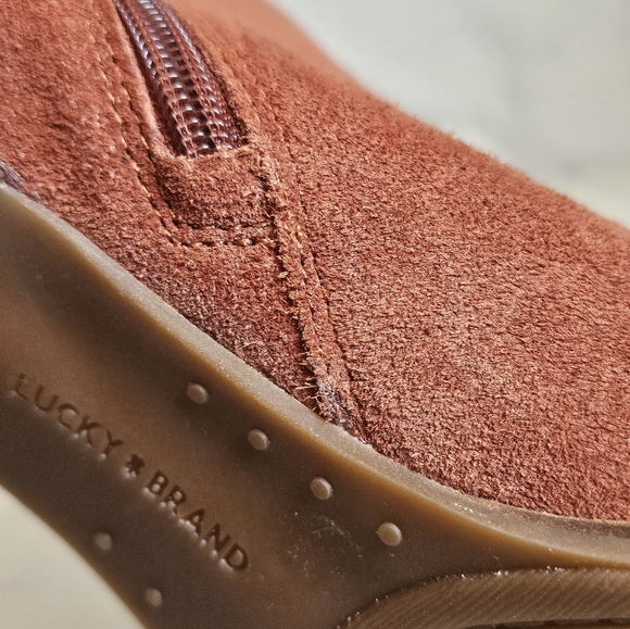 Suede Lucky Brand Lotisha Open Toe Boots Size 10 - Picture 12 of 13